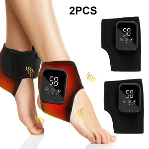1 paire de masseur électrique pied cheville chauffage vibration compresse chaude soulagement de la douleur-